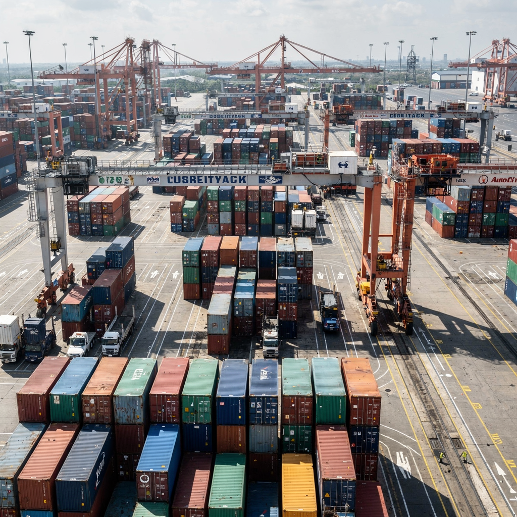 Container terminal lashing constraints optimise yard layout