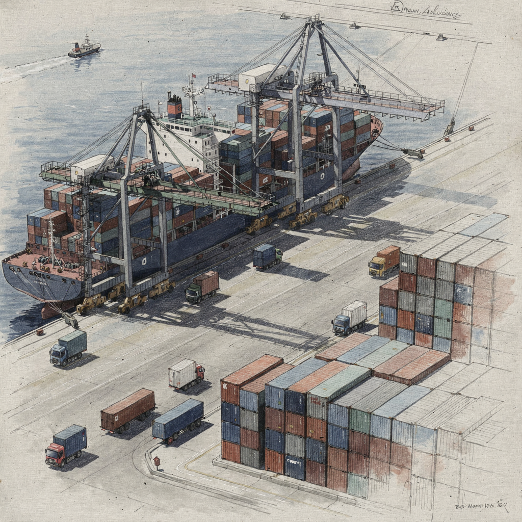 Discrete event simulation container terminal model overview