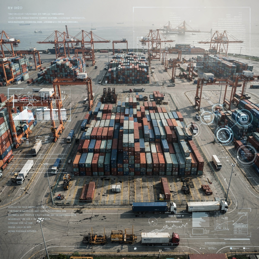 Building a digital twin of an inland container terminal