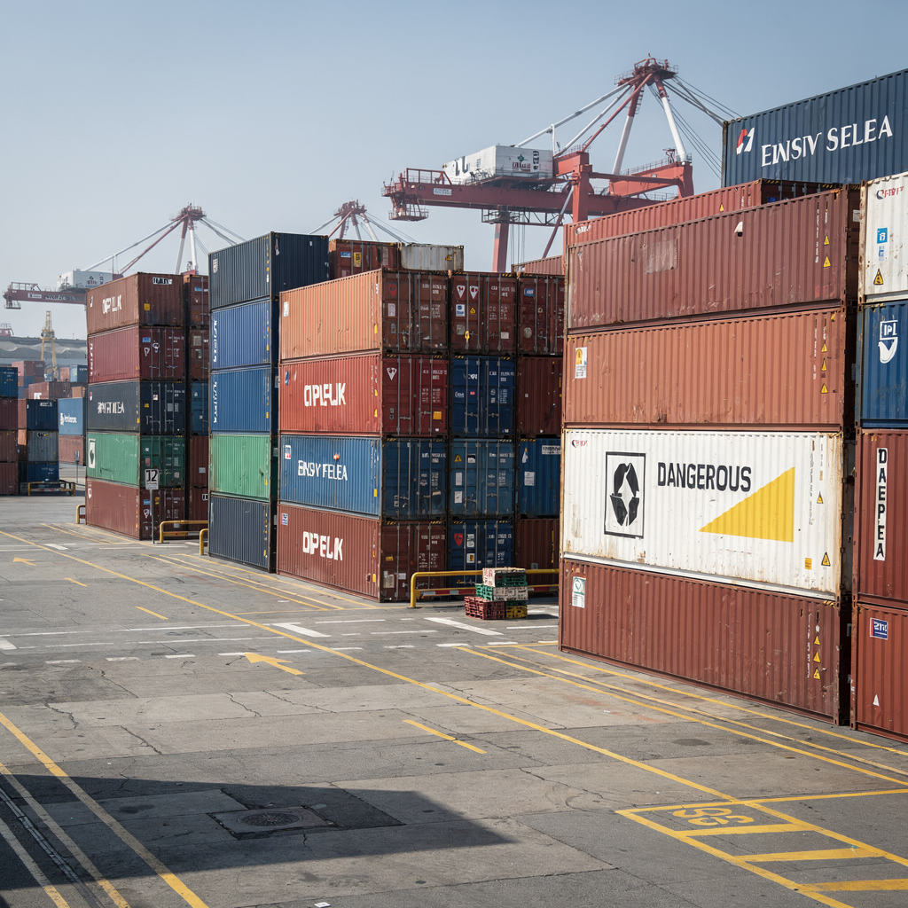 Dangerous goods segregation in deepsea container port yards